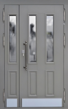 Полуторастворчатая дверь со стеклом, отбойником и терморазрывом