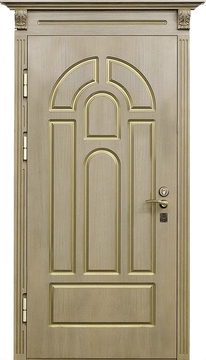 Входная дверь с накладкой МДФ и карнизом