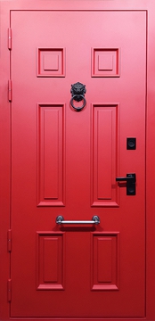 Входная красная дверь с кнокером